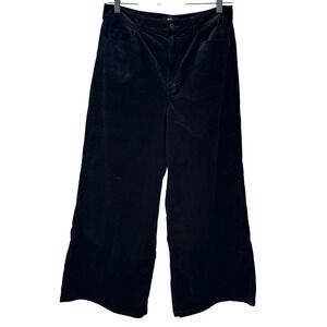 PAIGE Black Corduroy Wide Leg Crop Harper Pant Women 31